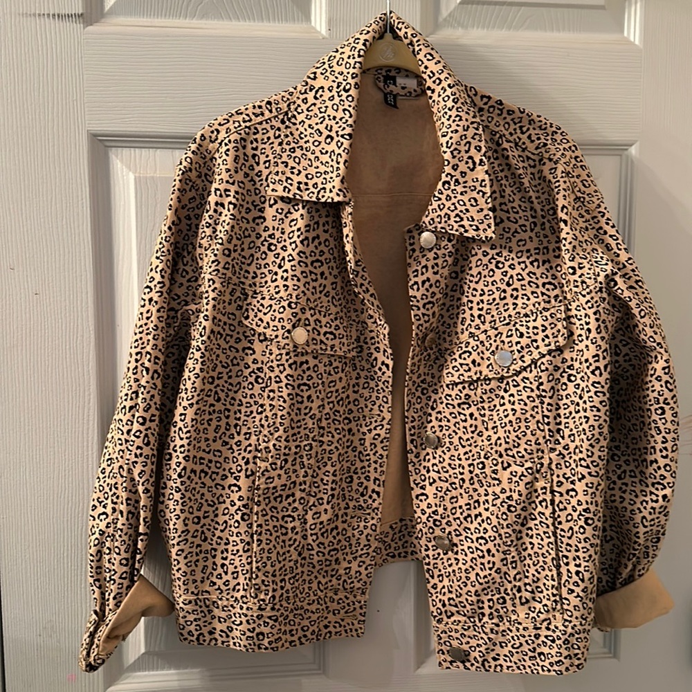 Leopard print jean jacket